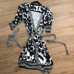 DVF Diane von Furstenberg black white wrap dress